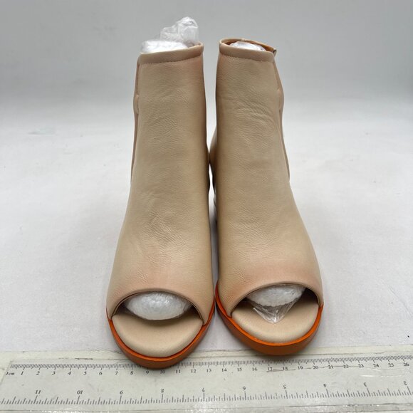 FSJ Apricot Peep Open Toe Cut Out Buckle Ankle Bootie Block Low Heeled Sandal - Picture 3 of 8